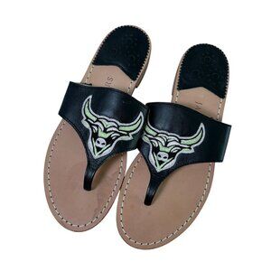 Jack Rogers Taurus Leather Thong Sandals Womens 6 M Black Shoes